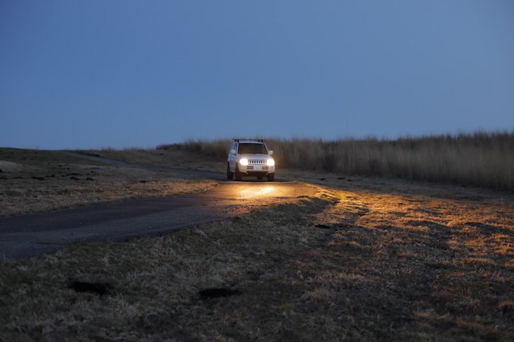 Car driving at night